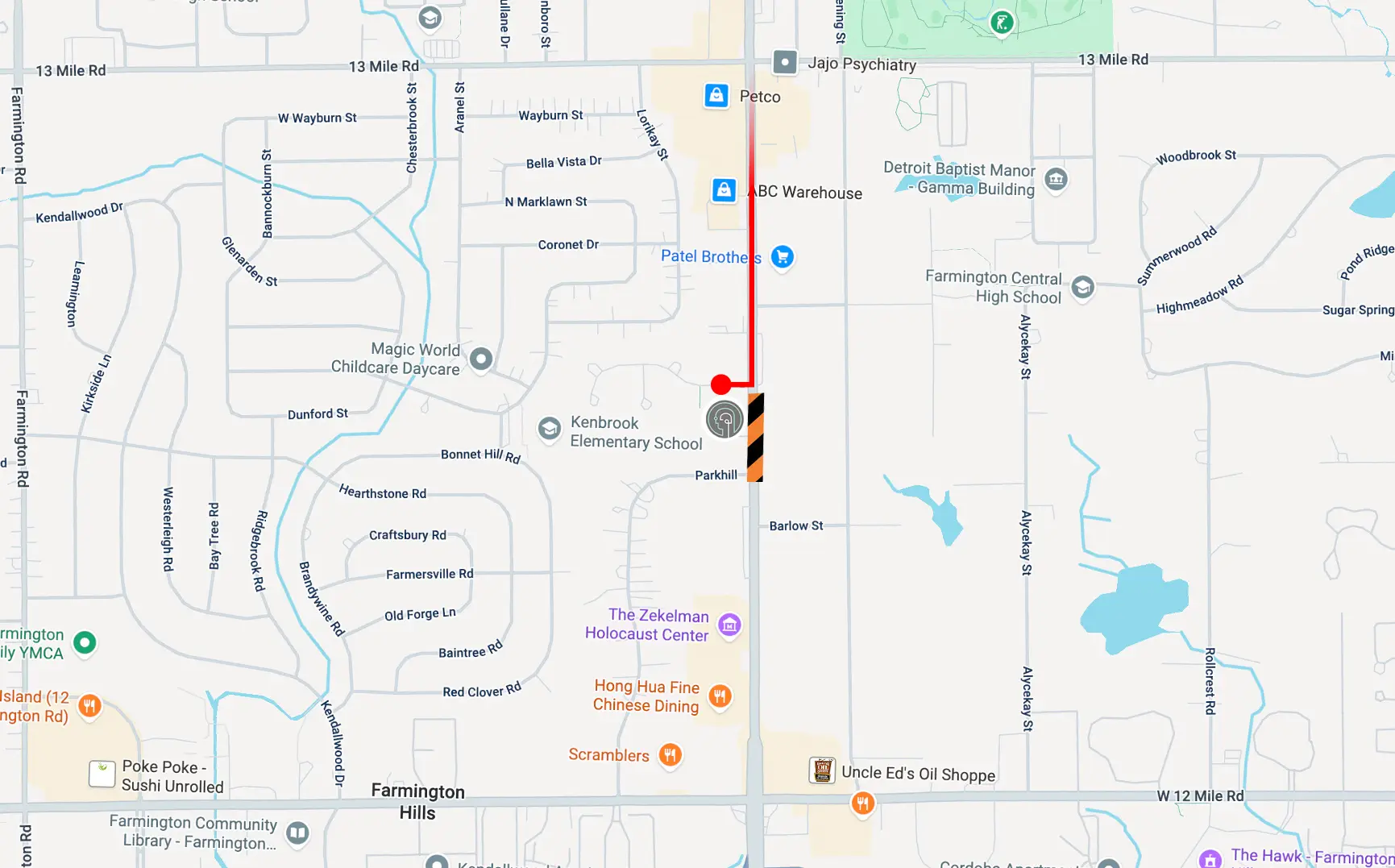 Orchard Lake construction map